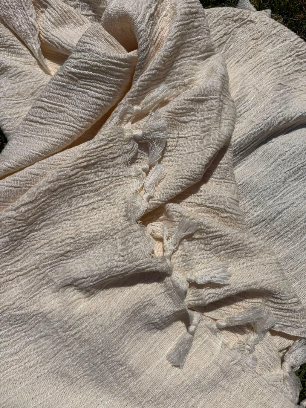 Püsküllü %100 Pamuk Müslin Runner ve Yatak Şalı - 90x180 cm