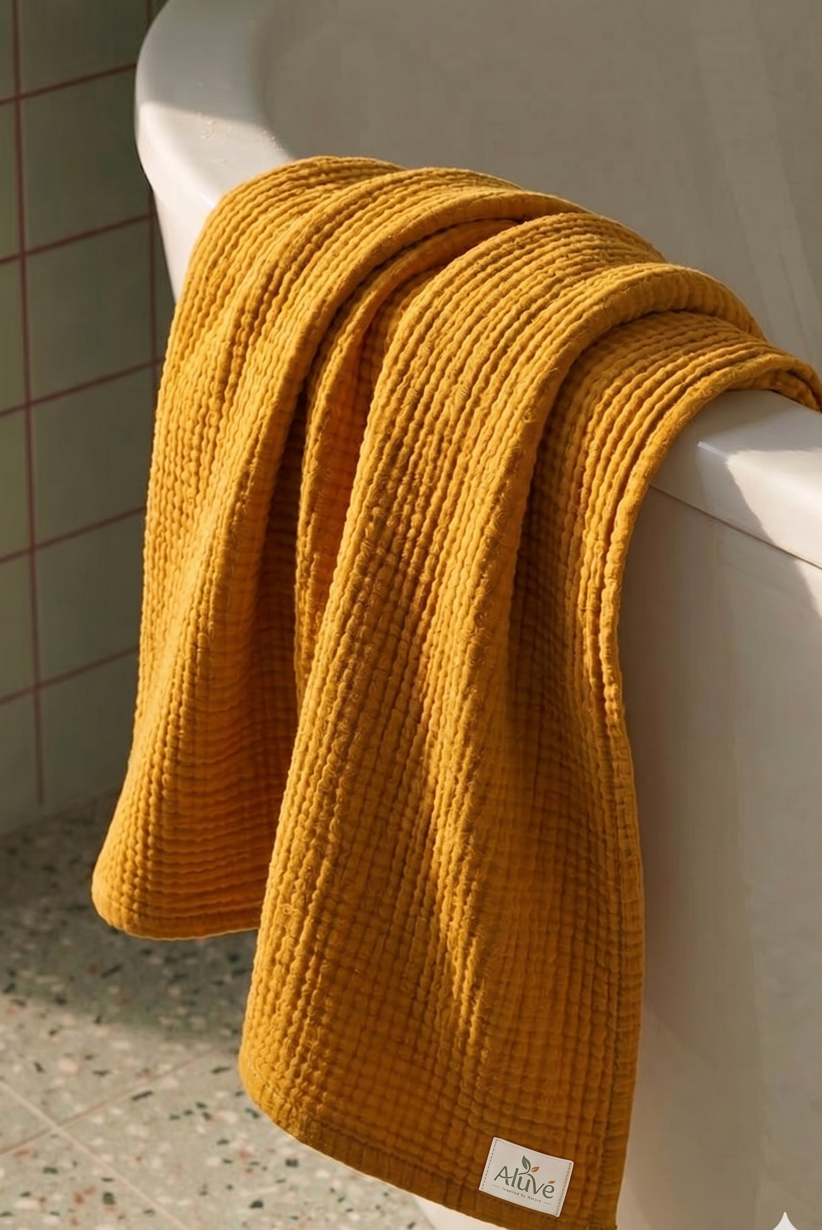 Aluve Hardal Renk Müslin Banyo Havlusu (90x180 cm) - %100 Pamuk, Ekstra Yumuşak, Hızlı Kuruyan havlu